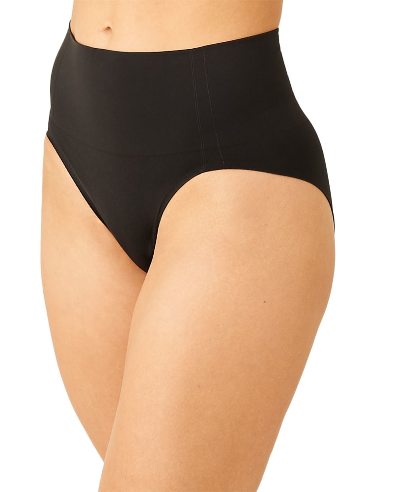 Front of a model wearing a size X Large Smooth Series Shaping Hi Cut in Black by Wacoal. | dia_product_style_image_id:304093